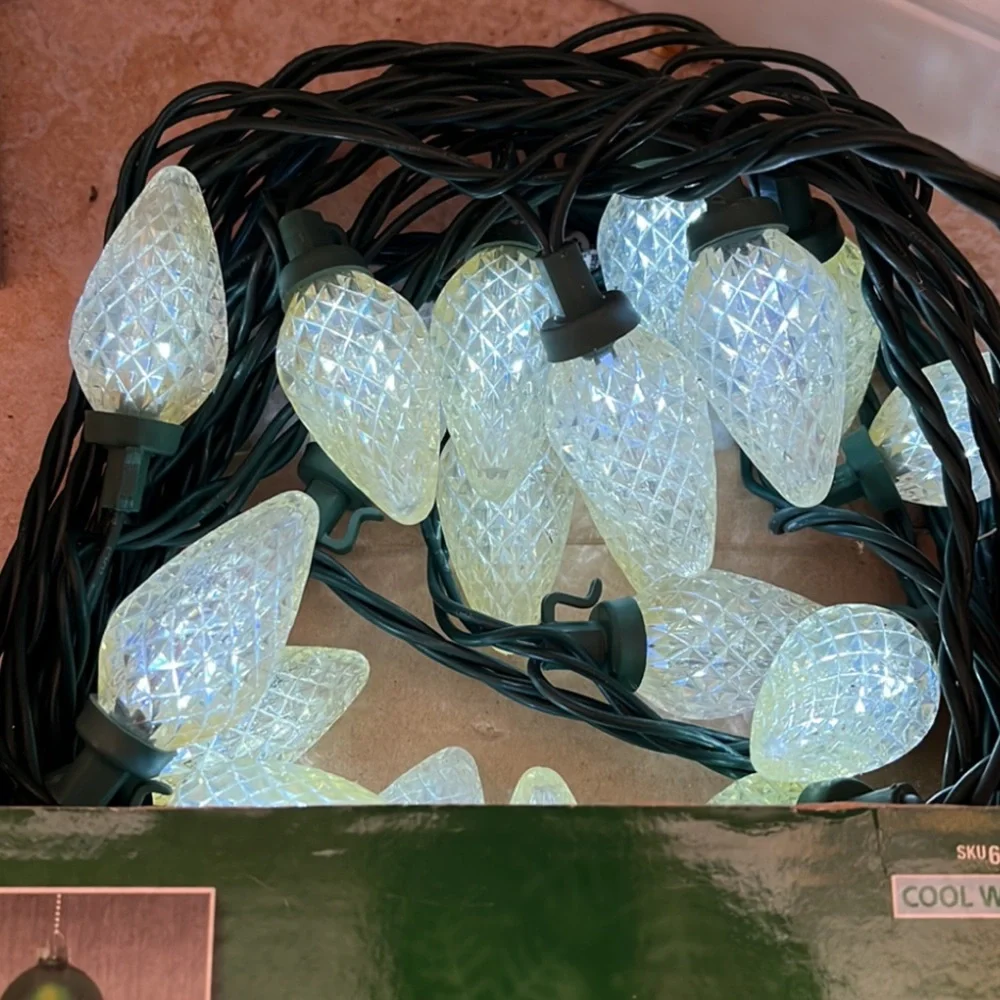 🦃 HOME ACCENTS 25 COUNT LED C9 COOL WHITE HOLIDAY LIGHTS